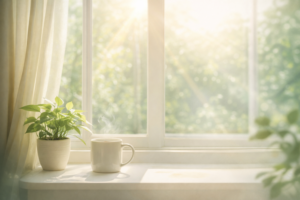 朝の自然光で自律神経を整えるイメージ