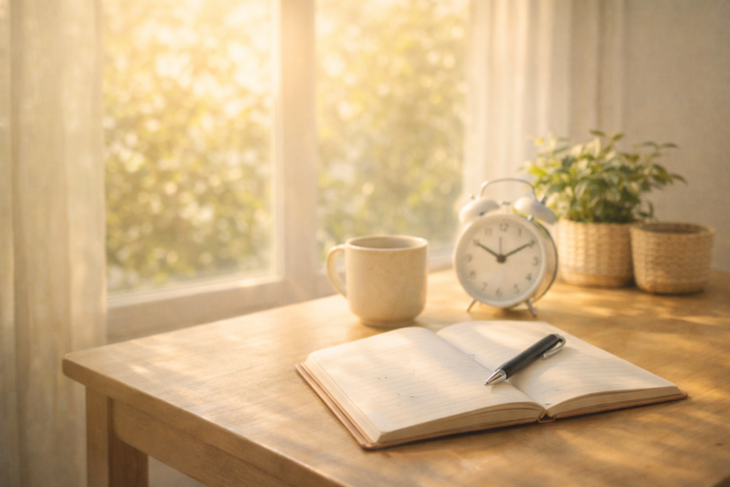 生活習慣を整える朝のモデルスケジュールのイメージ