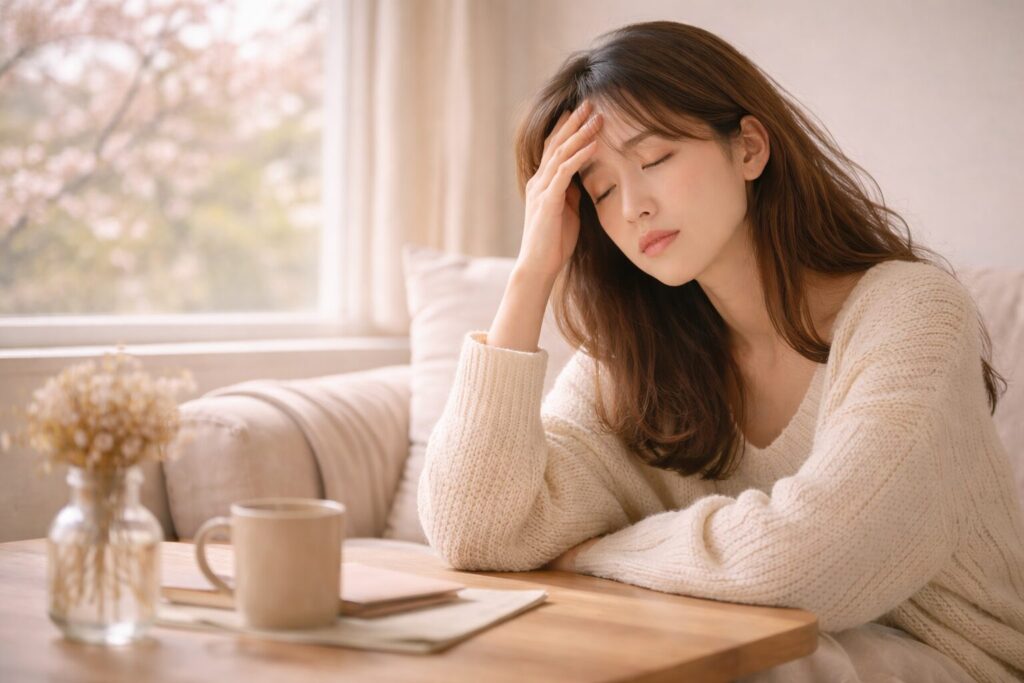 春バテの症状でだるさを感じる女性