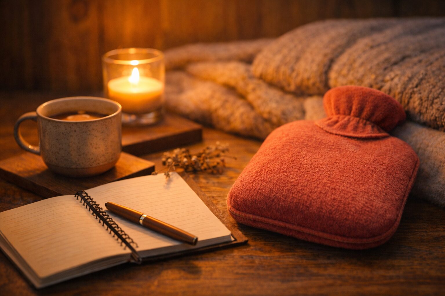 自律神経と胃腸の不調対策7選をイメージした湯たんぽと温かい部屋の写真