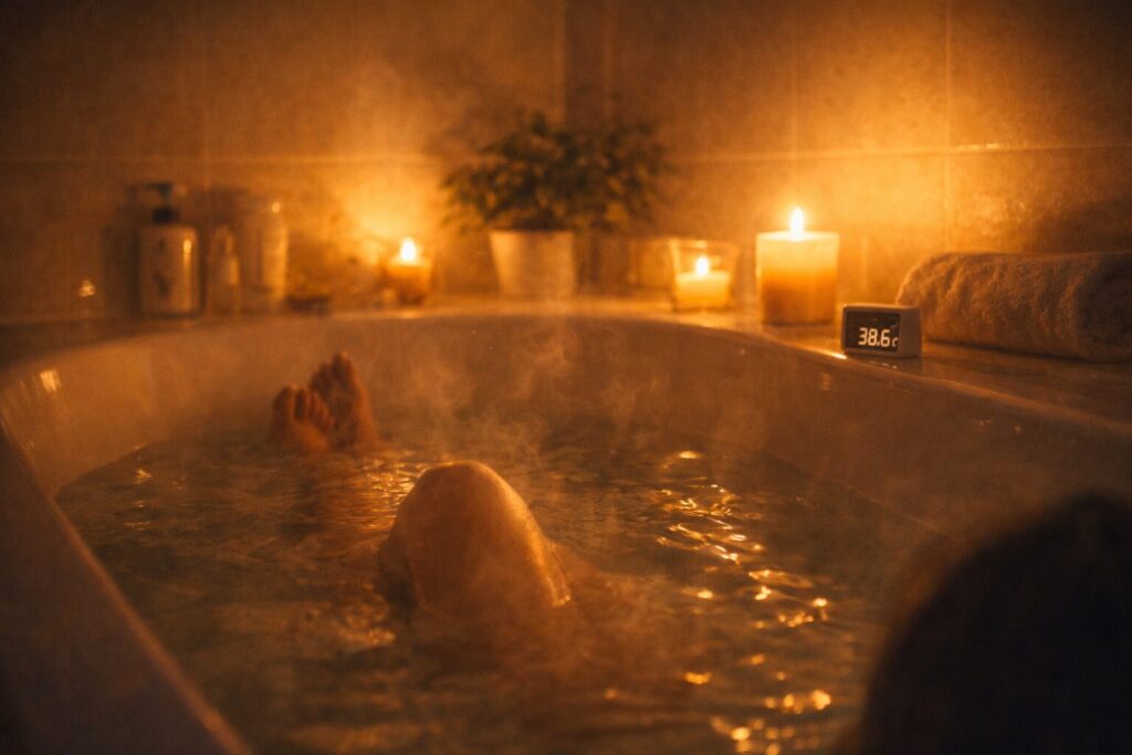 38〜40度のぬるめ入浴で夜に自律神経を整える様子