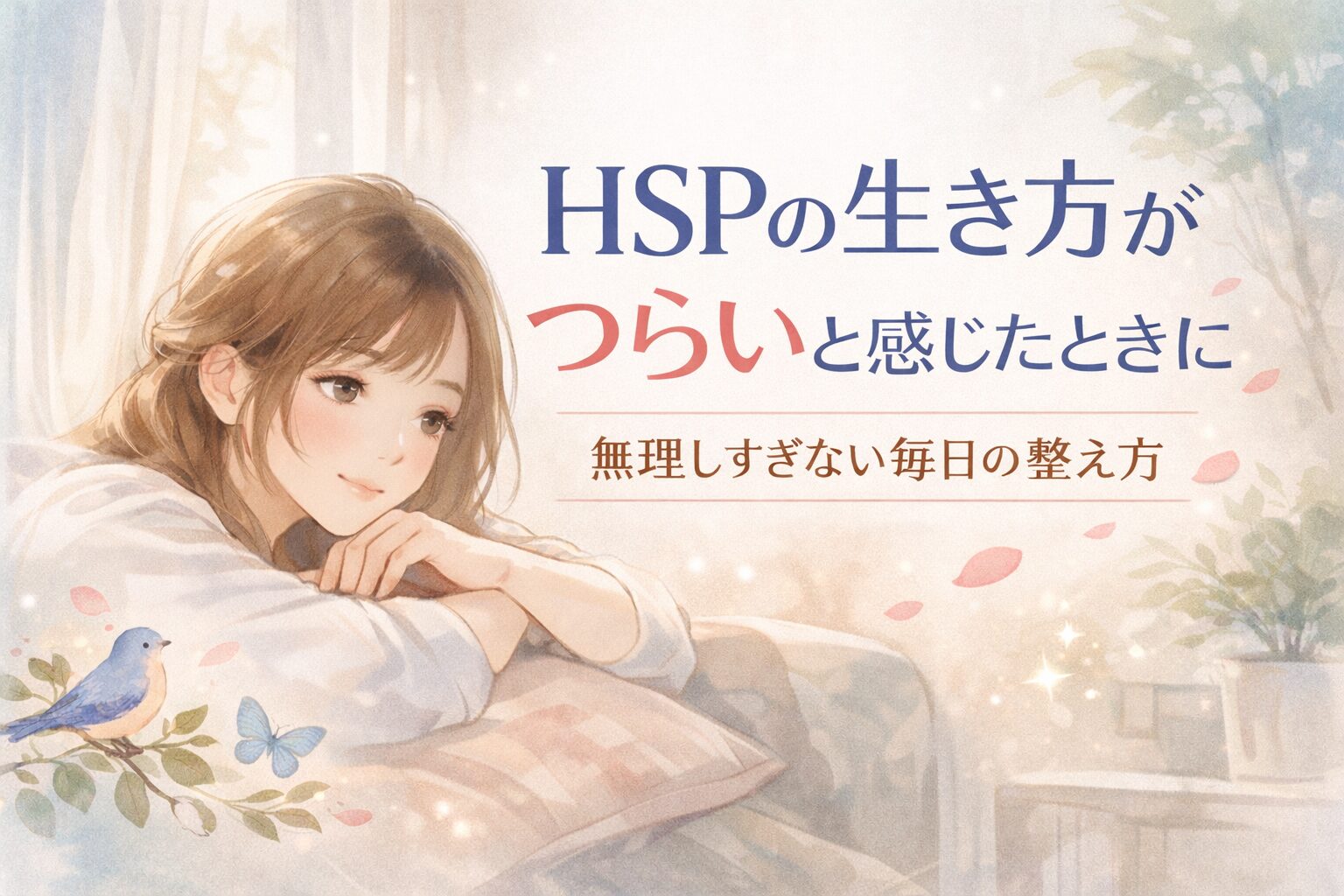 HSPの生き方をテーマにした、やさしく繊細な雰囲気のアイキャッチ画像